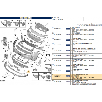 Peugeot 3008 P84-P84E ön tampon alt çitası difizörü 983682721T