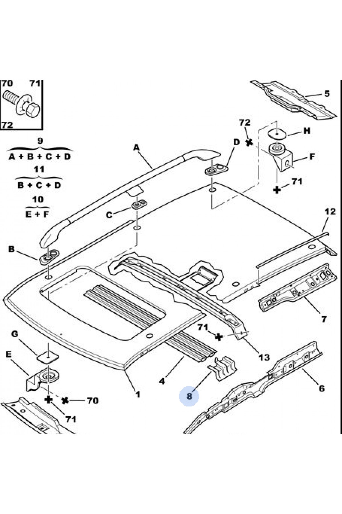 Peugeot 406 SW Sol Tavan Barı 8361.37